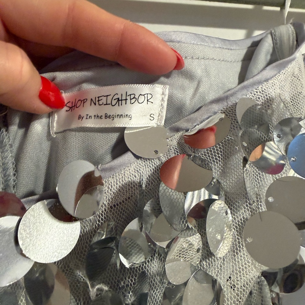 Silver Sequin Strapless Mini Dress - Picture 4 of 5
